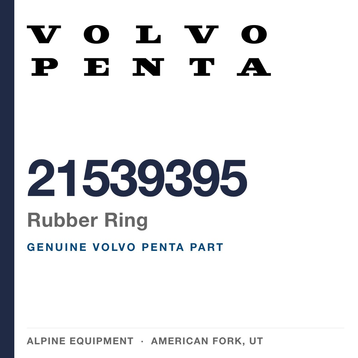 Volvo Penta 21539395 Rubber Ring — genuine part from Alpine Equipment, American Fork UT