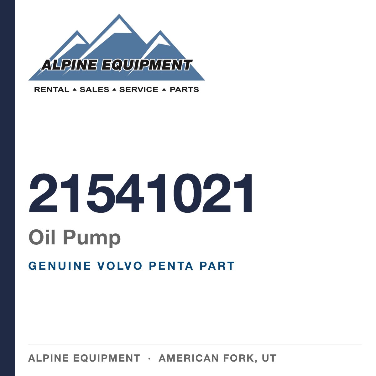 Volvo Penta 21541021 Oil Pump — genuine part from Alpine Equipment, American Fork UT