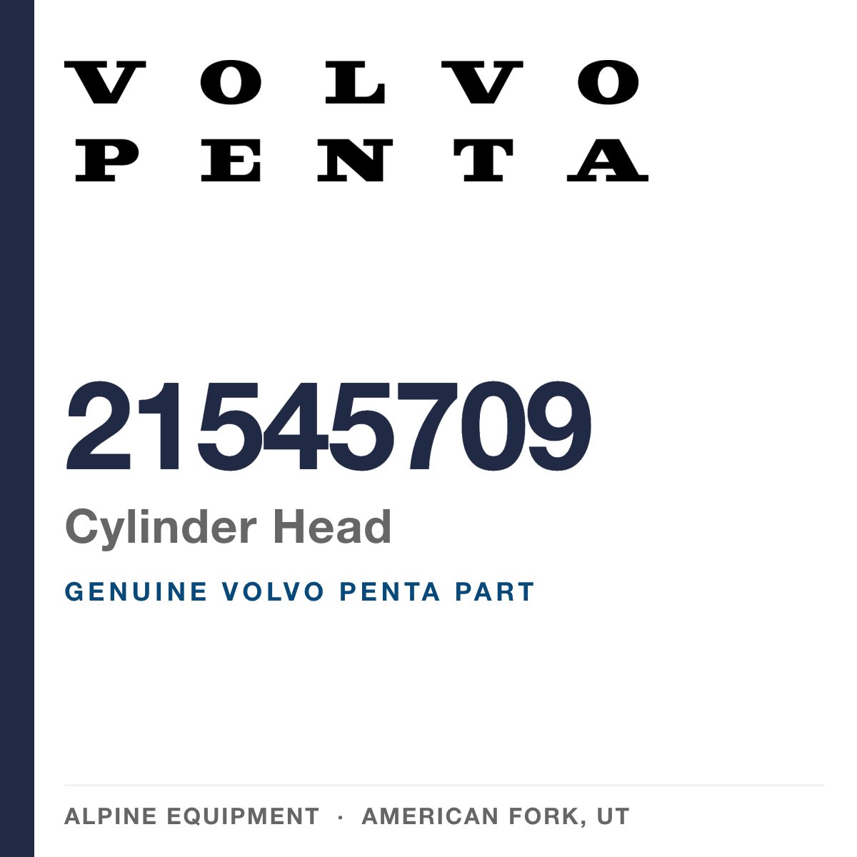 Volvo Penta 21545709 Cylinder Head — genuine part from Alpine Equipment, American Fork UT