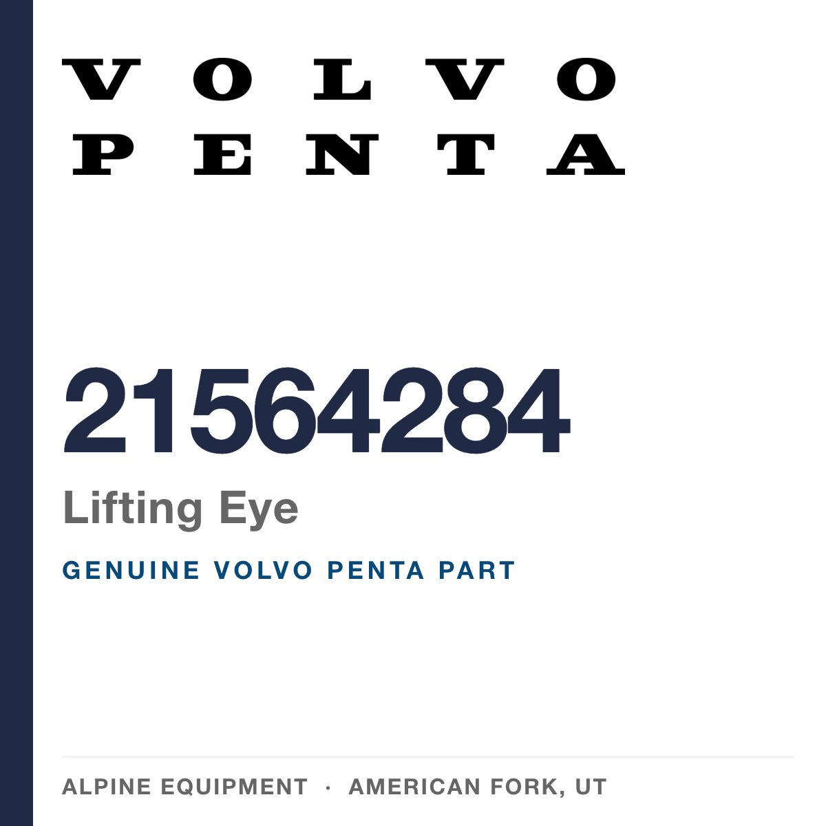 Volvo Penta 21564284 Lifting Eye — genuine part from Alpine Equipment, American Fork UT
