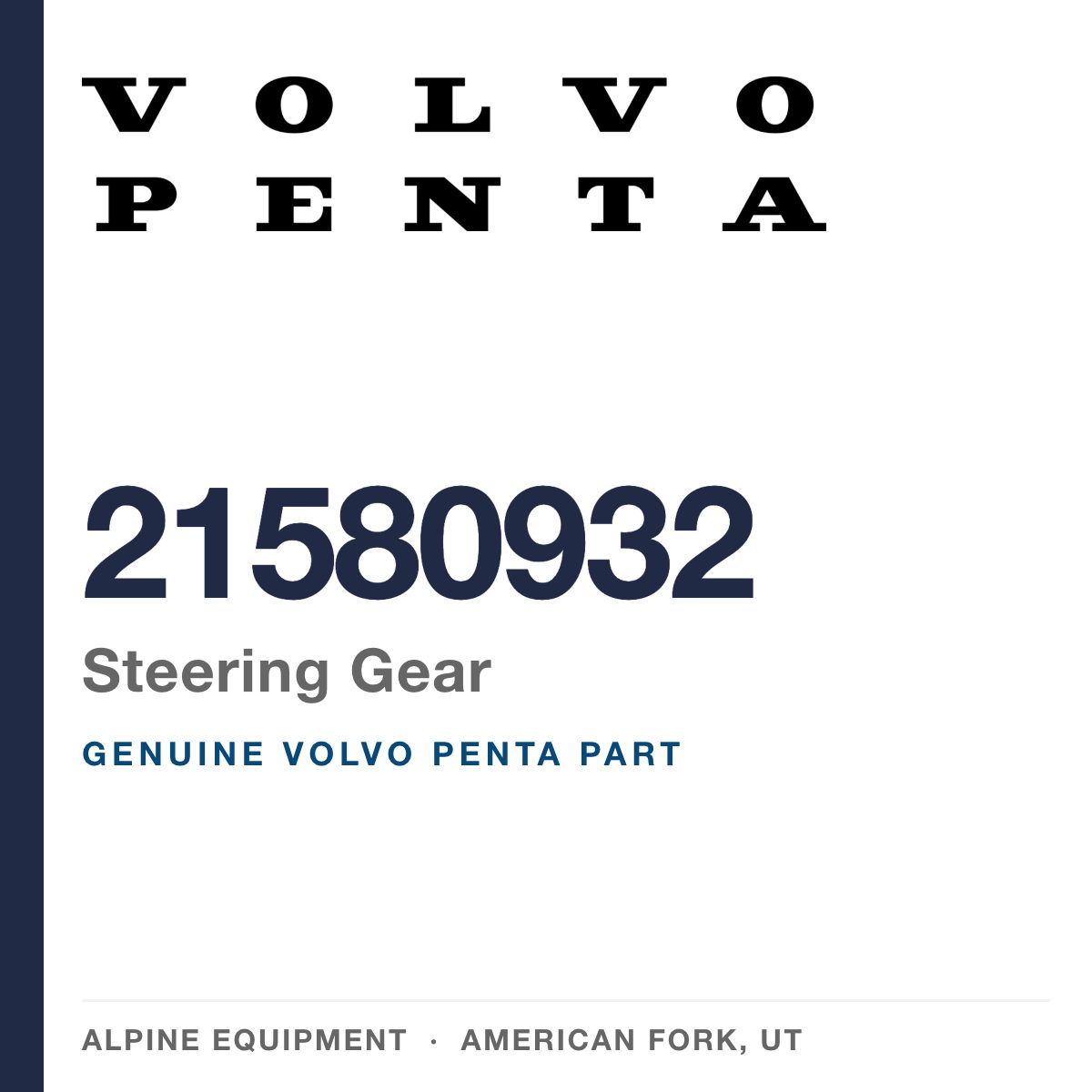 Volvo Penta 21580932 Steering Gear — genuine part from Alpine Equipment, American Fork UT
