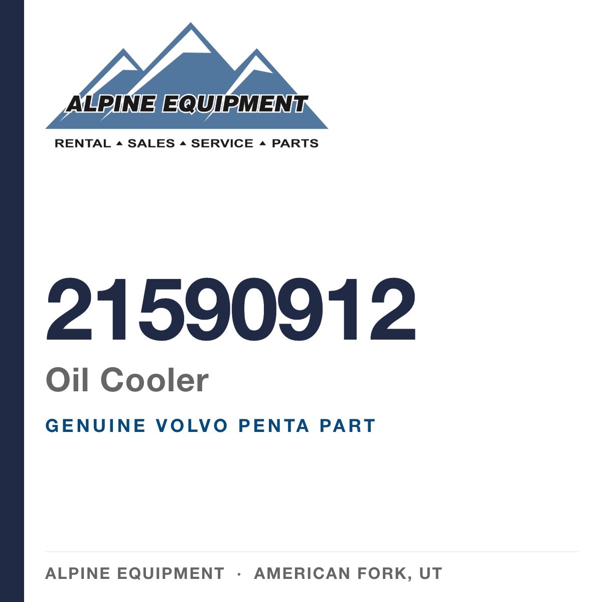 Volvo Penta 21590912 Oil Cooler — genuine part from Alpine Equipment, American Fork UT