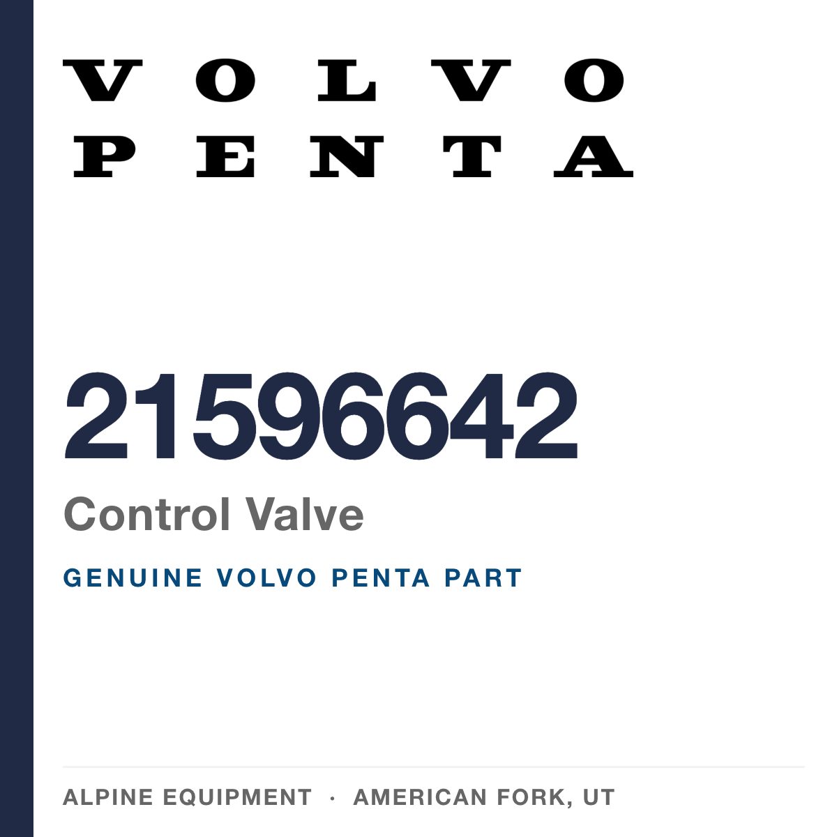Volvo Penta 21596642 Control Valve — genuine part from Alpine Equipment, American Fork UT