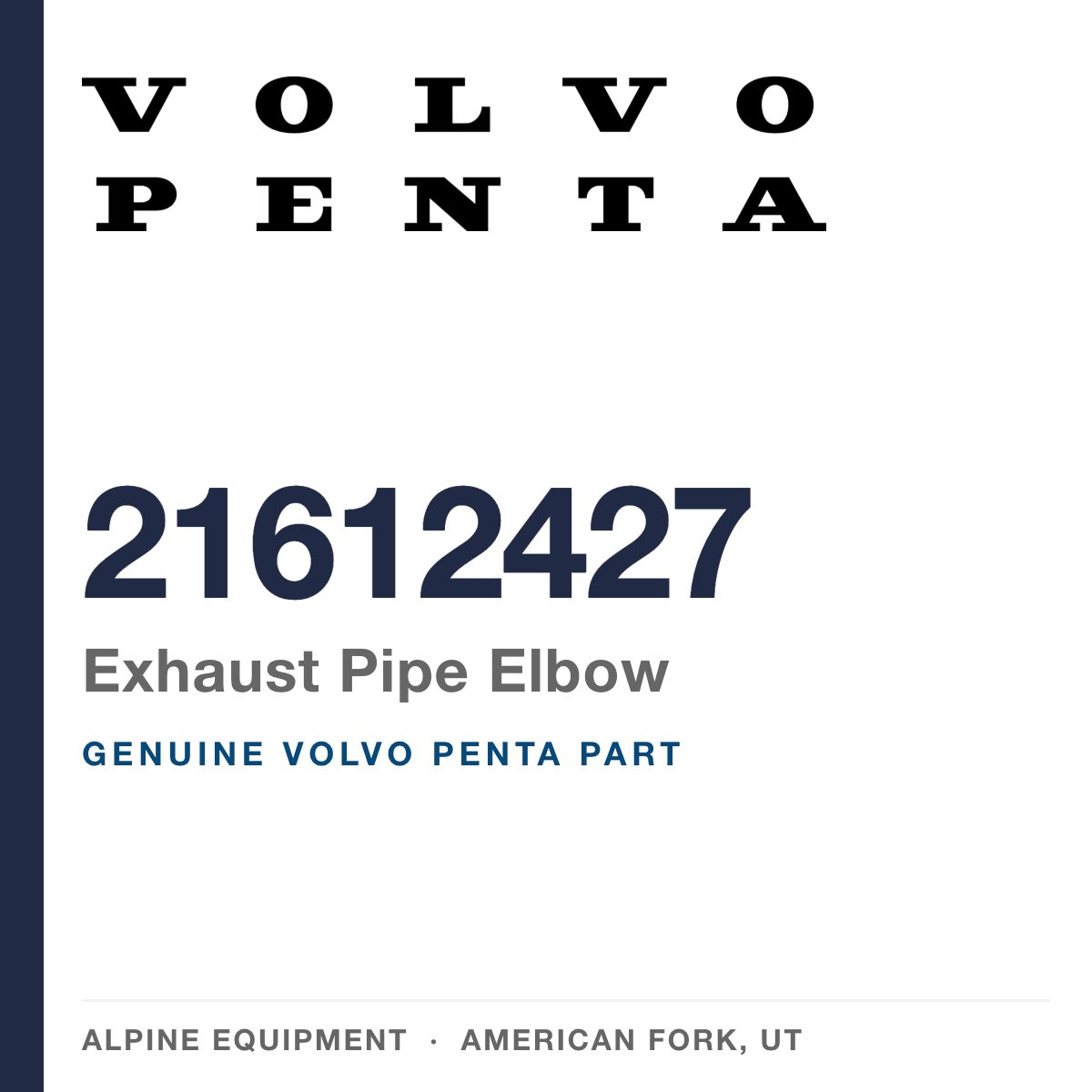 Volvo Penta 21612427 Exhaust Pipe Elbow — genuine part from Alpine Equipment, American Fork UT