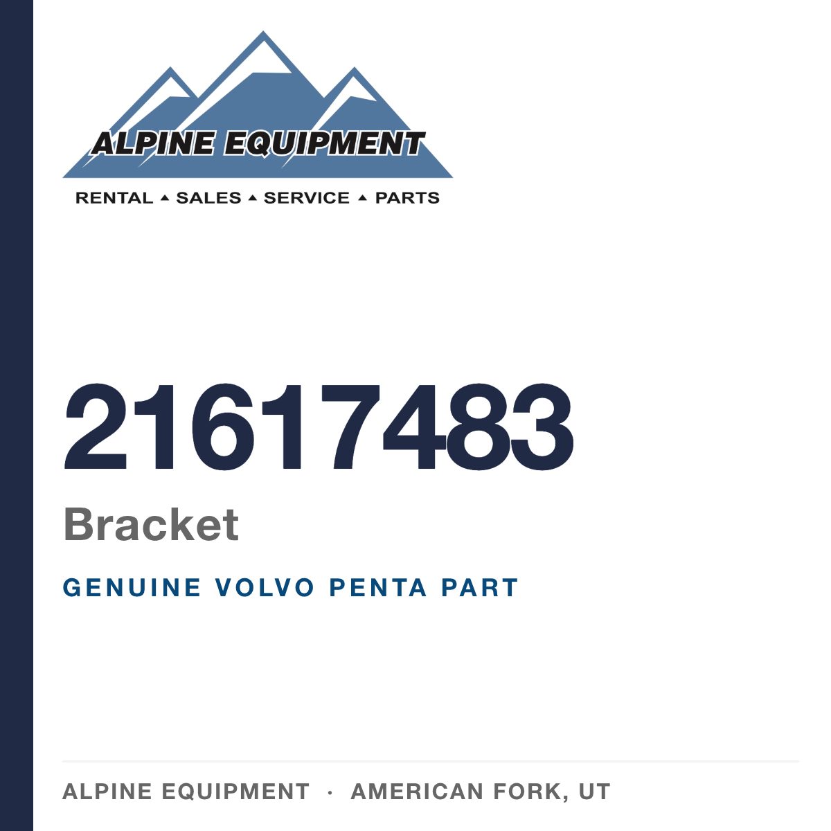 Volvo Penta 21617483 Bracket — genuine part from Alpine Equipment, American Fork UT