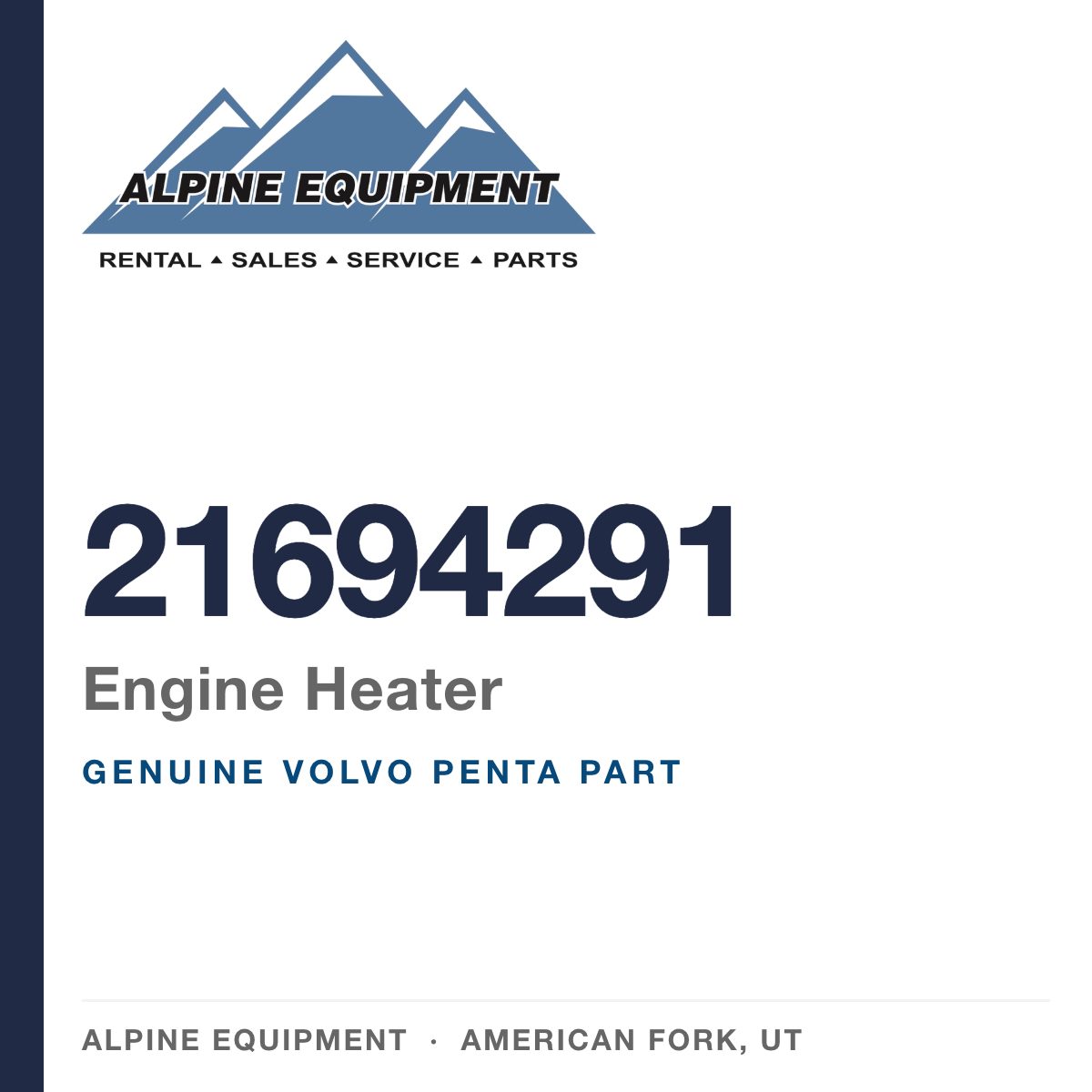 Volvo Penta 21694291 Engine Heater — genuine part from Alpine Equipment, American Fork UT