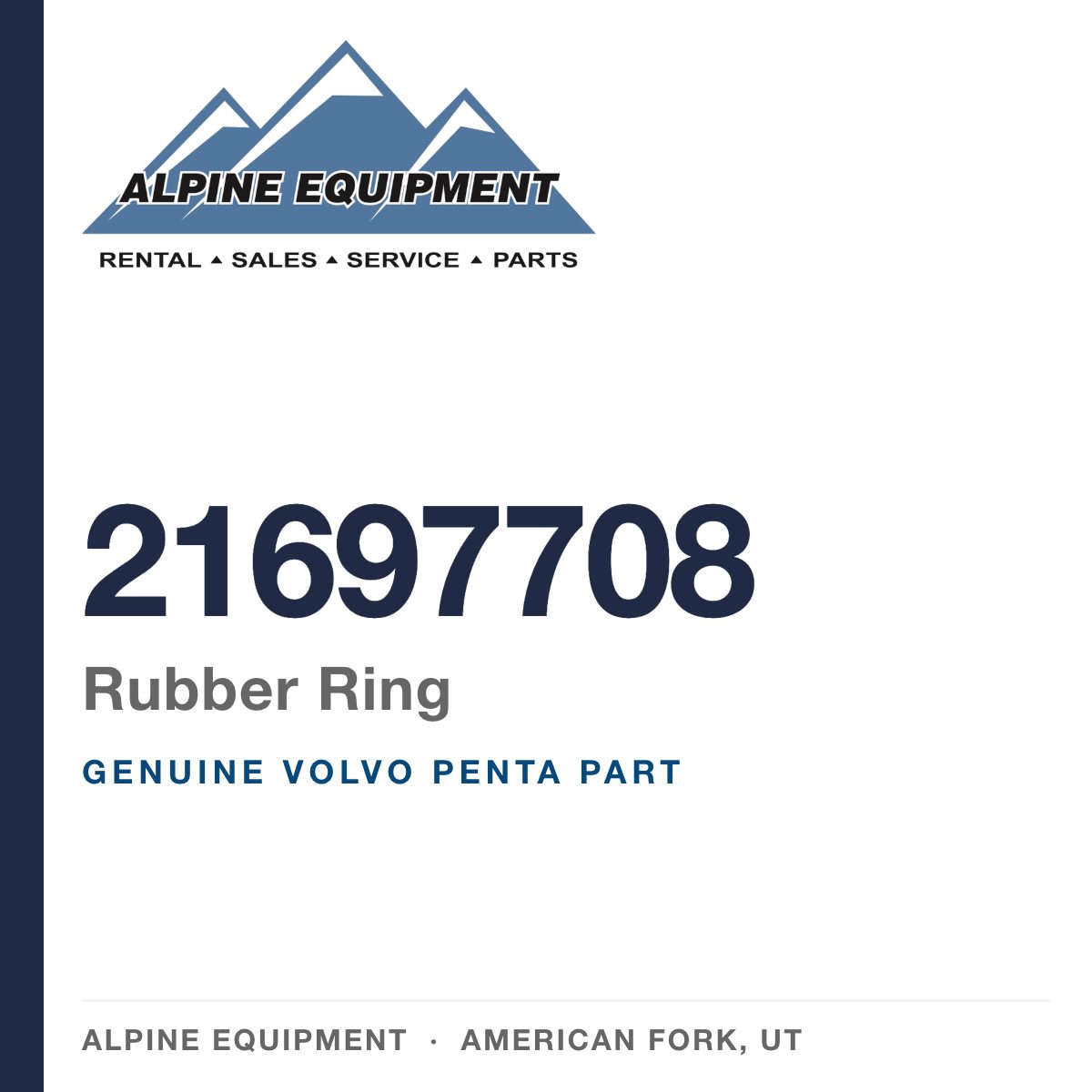 Volvo Penta 21697708 Rubber Ring — genuine part from Alpine Equipment, American Fork UT