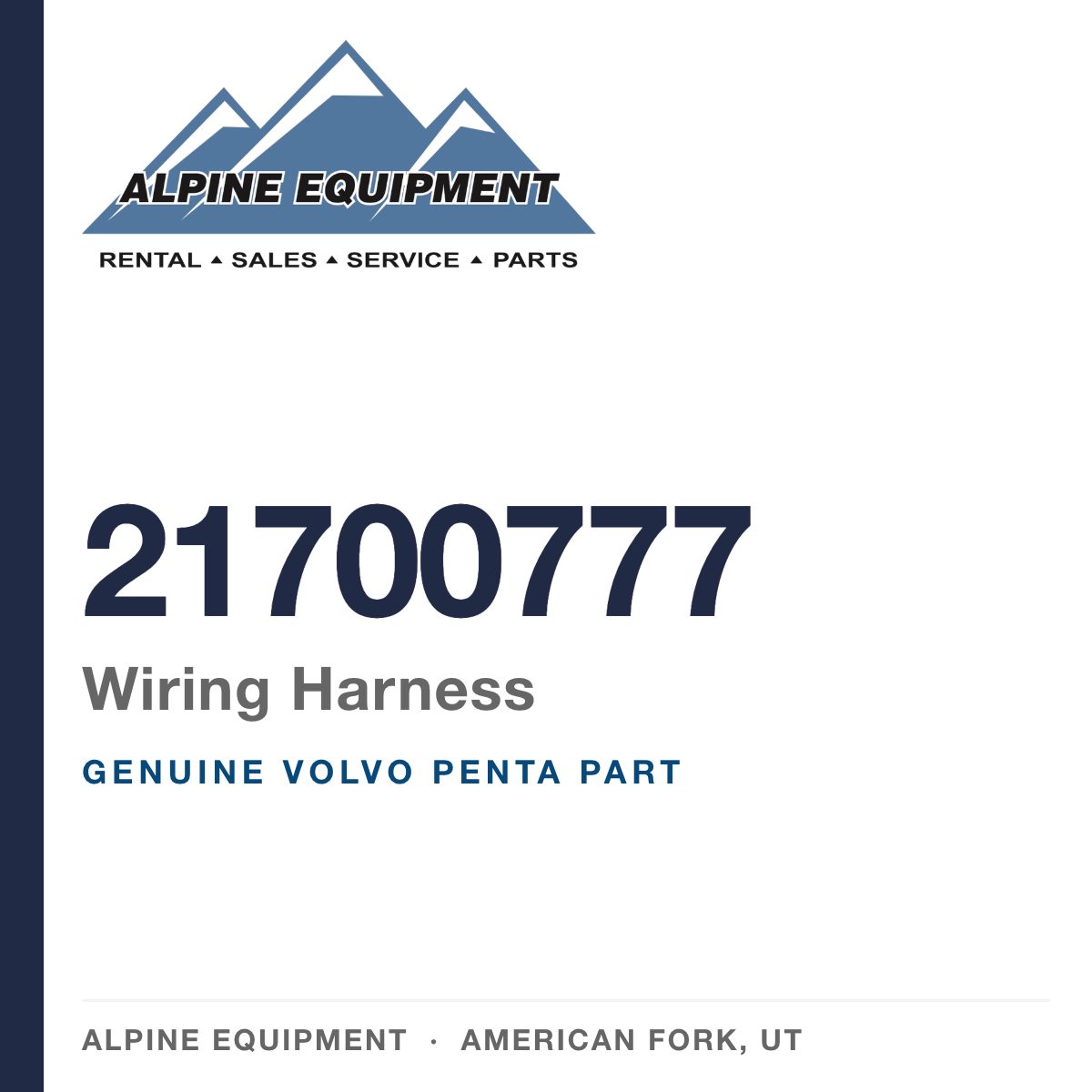 Volvo Penta 21700777 Wiring Harness — genuine part from Alpine Equipment, American Fork UT