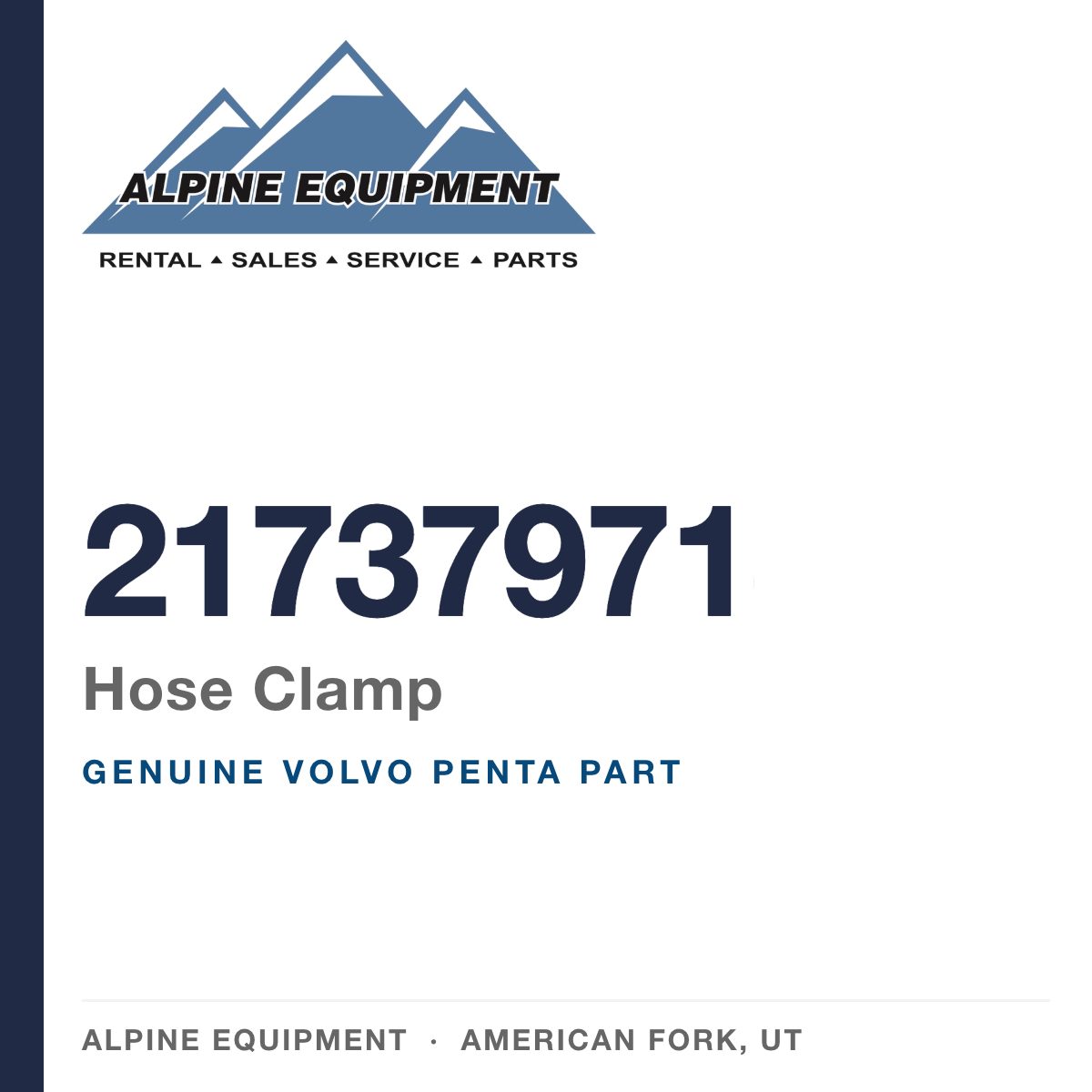 Volvo Penta 21737971 Hose Clamp — genuine part from Alpine Equipment, American Fork UT