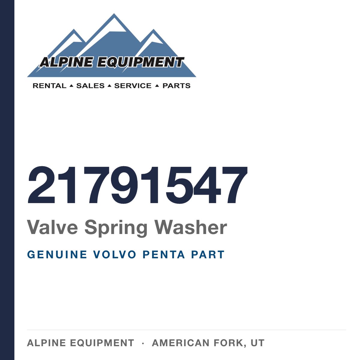 Volvo Penta 21791547 Valve Spring Washer — genuine part from Alpine Equipment, American Fork UT