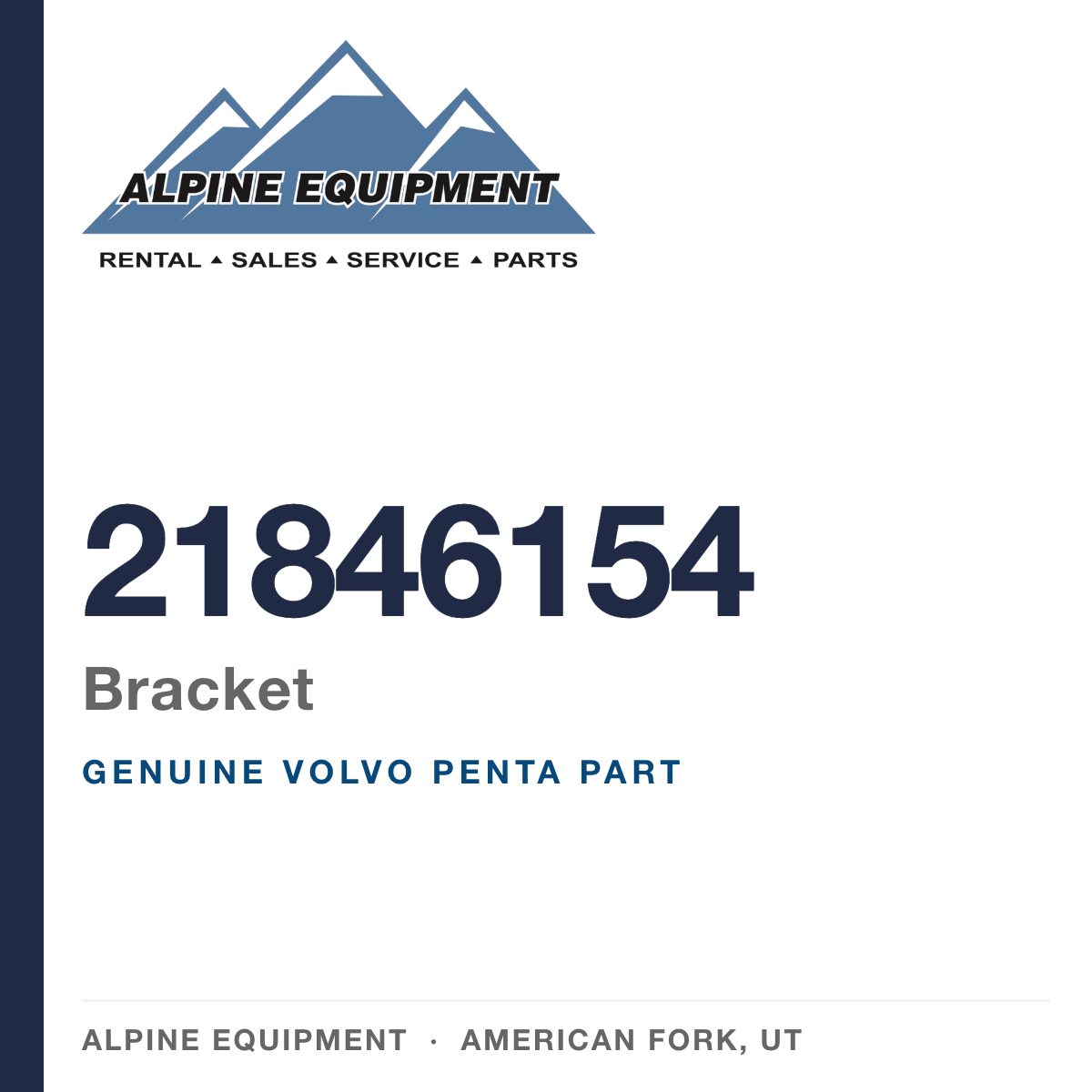 Volvo Penta 21846154 Bracket — genuine part from Alpine Equipment, American Fork UT