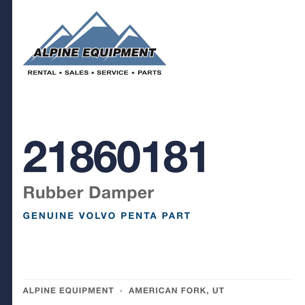 Volvo Penta 21860181 Rubber Damper — genuine part from Alpine Equipment, American Fork UT
