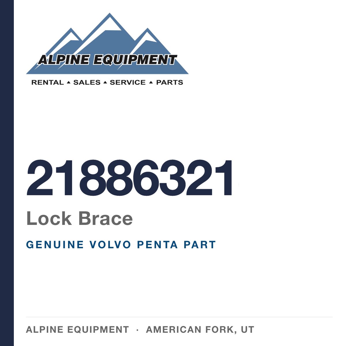 Volvo Penta 21886321 Lock Brace — genuine part from Alpine Equipment, American Fork UT