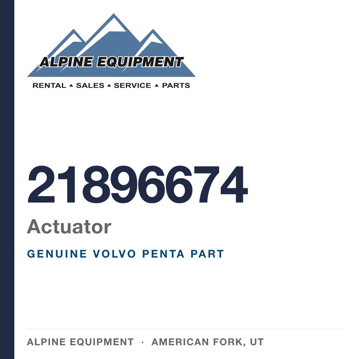 Volvo Penta 21896674 Actuator — genuine part from Alpine Equipment, American Fork UT