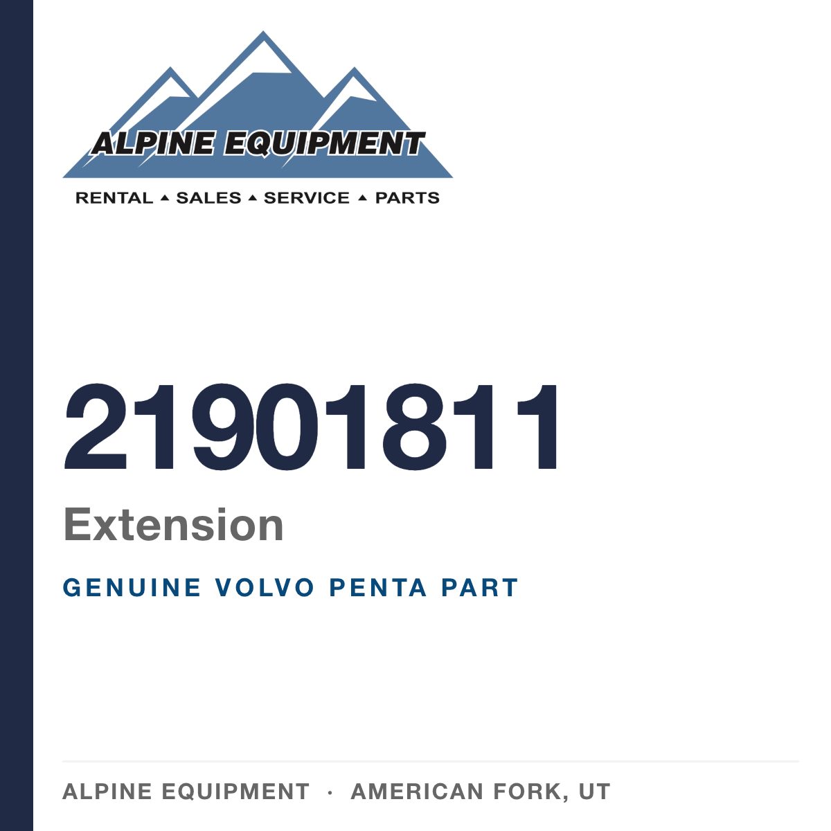 Volvo Penta 21901811 Extension — genuine part from Alpine Equipment, American Fork UT