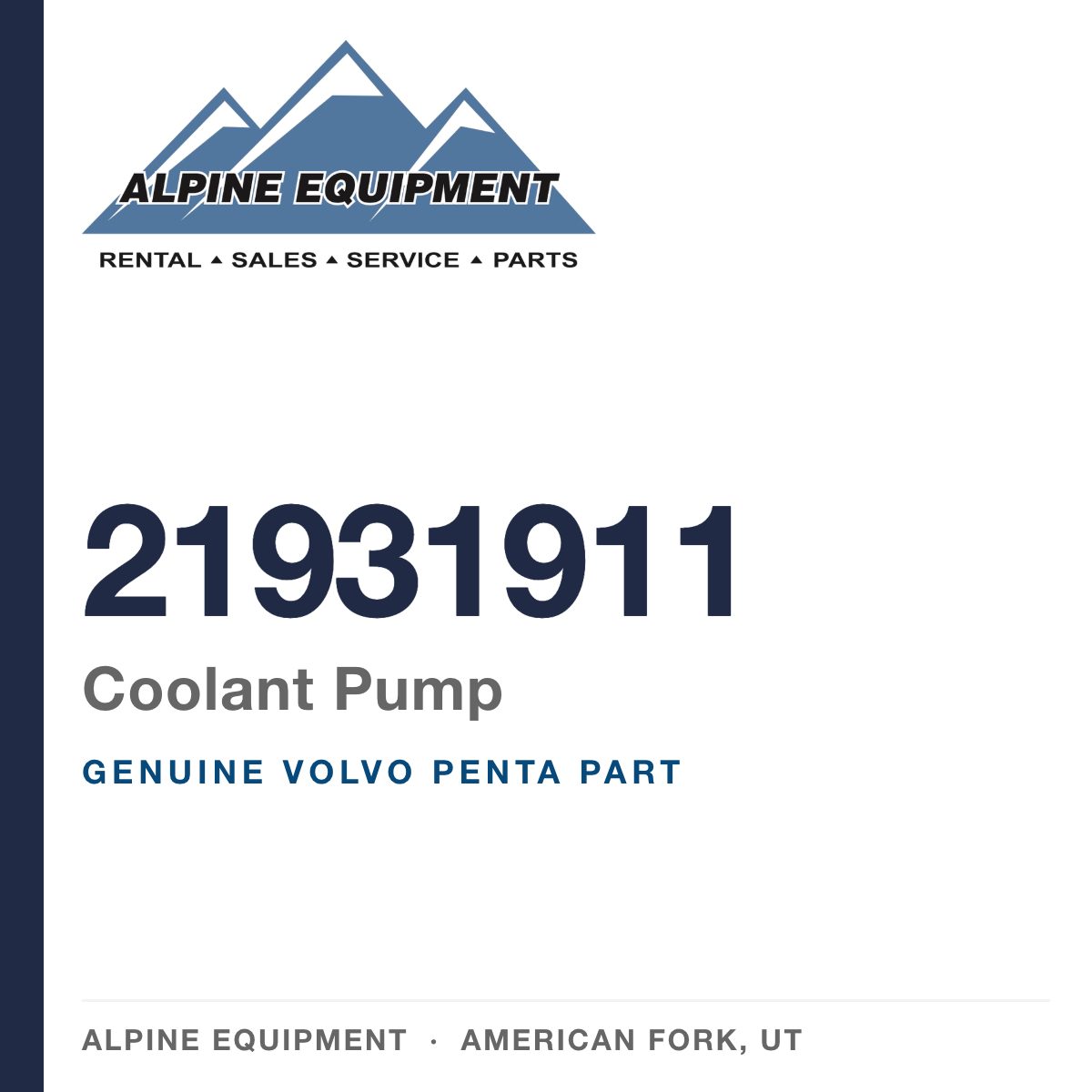Volvo Penta 21931911 Coolant Pump — genuine part from Alpine Equipment, American Fork UT