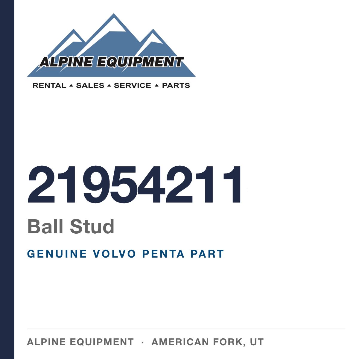 Volvo Penta 21954211 Ball Stud — genuine part from Alpine Equipment, American Fork UT