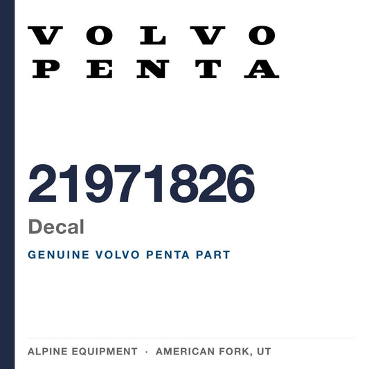 Volvo Penta 21971826 Decal — genuine part from Alpine Equipment, American Fork UT