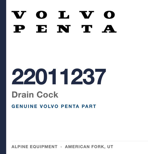 Volvo Penta 22011237 Drain Cock — genuine part from Alpine Equipment, American Fork UT