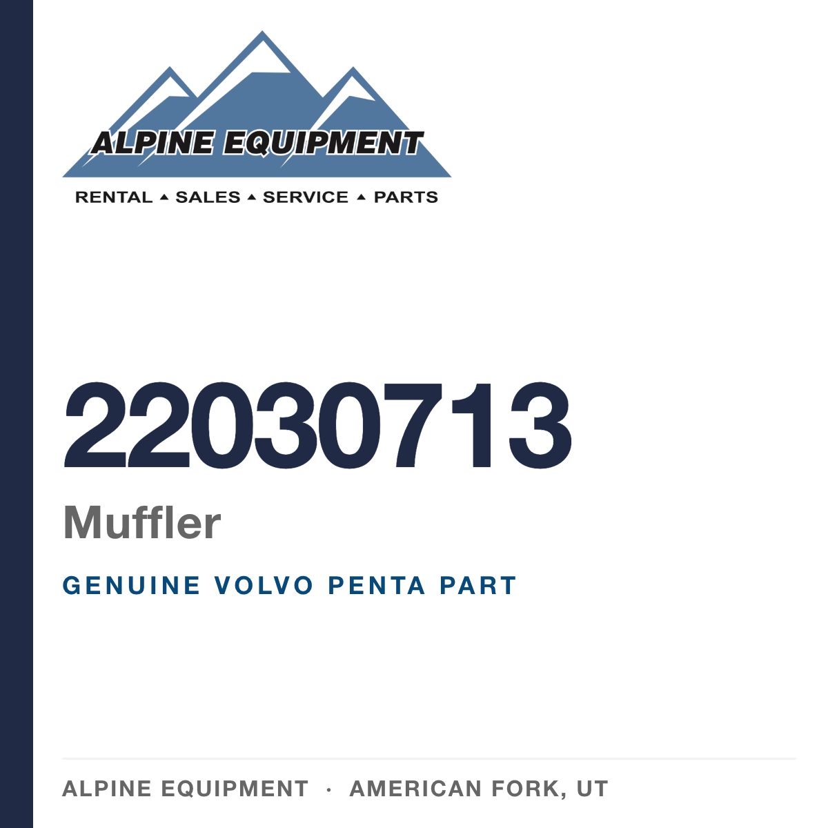 Volvo Penta 22030713 Muffler — genuine part from Alpine Equipment, American Fork UT