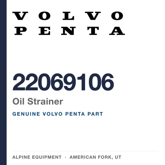 Volvo Penta 22069106 Oil Strainer — genuine part from Alpine Equipment, American Fork UT