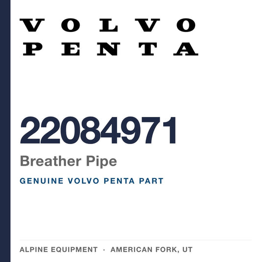 Volvo Penta 22084971 Breather Pipe — genuine part from Alpine Equipment, American Fork UT
