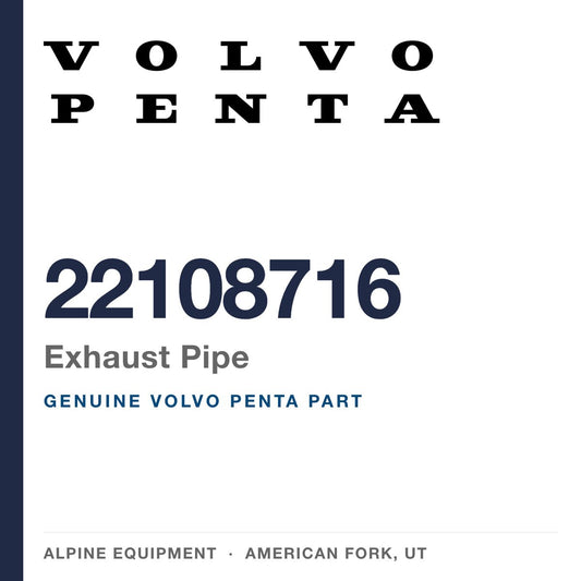 Volvo Penta 22108716 Exhaust Pipe — genuine part from Alpine Equipment, American Fork UT