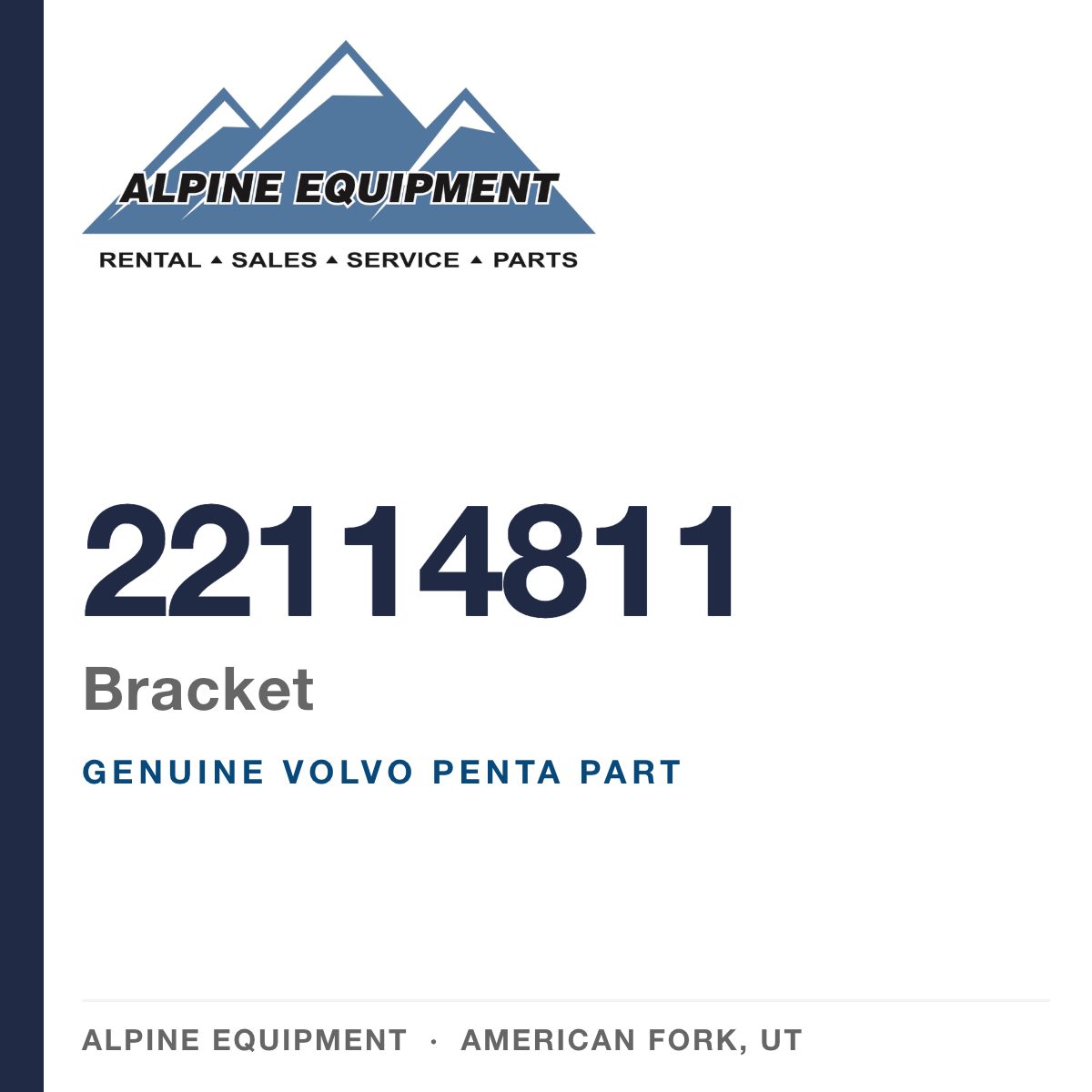 Volvo Penta 22114811 Bracket — genuine part from Alpine Equipment, American Fork UT