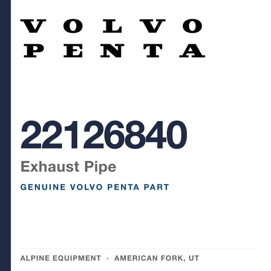 Volvo Penta 22126840 Exhaust Pipe — genuine part from Alpine Equipment, American Fork UT