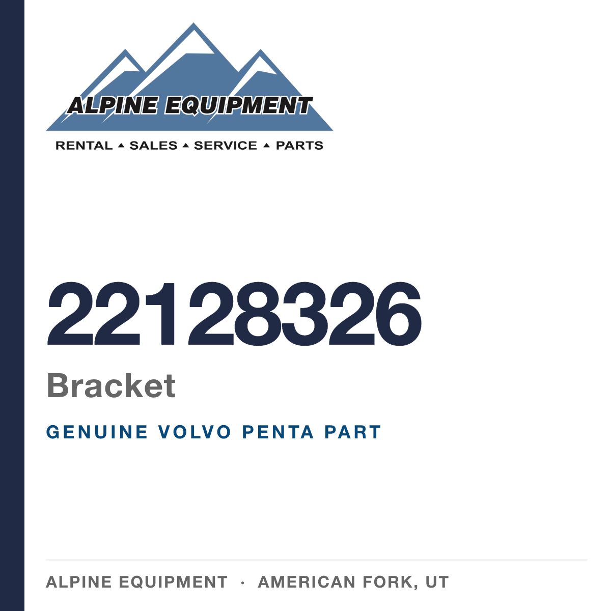 Volvo Penta 22128326 Bracket — genuine part from Alpine Equipment, American Fork UT
