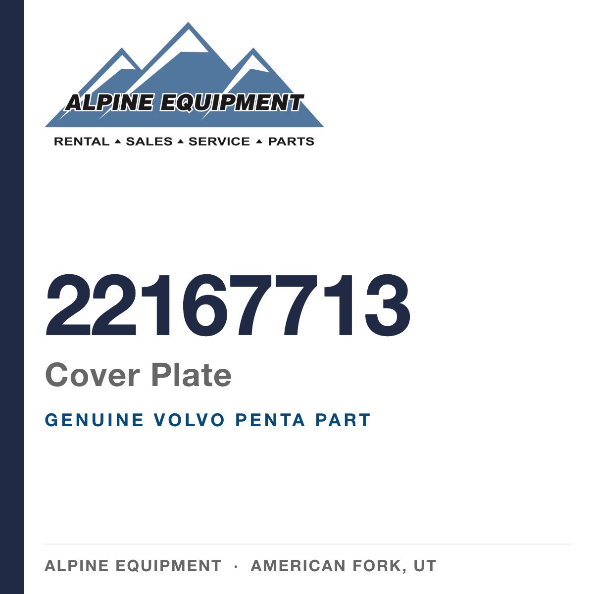 Volvo Penta 22167713 Cover Plate — genuine part from Alpine Equipment, American Fork UT