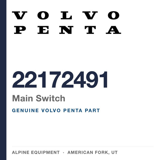 Volvo Penta 22172491 Main Switch — genuine part from Alpine Equipment, American Fork UT
