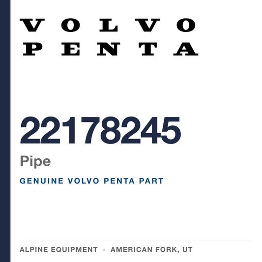 Volvo Penta 22178245 Pipe — genuine part from Alpine Equipment, American Fork UT