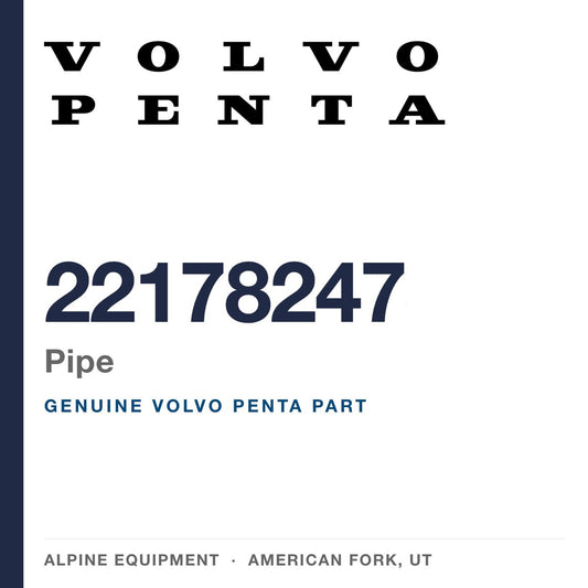 Volvo Penta 22178247 Pipe — genuine part from Alpine Equipment, American Fork UT