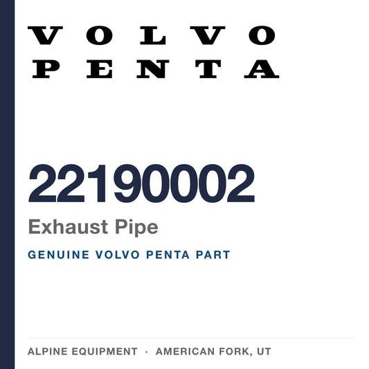 Volvo Penta 22190002 Exhaust Pipe — genuine part from Alpine Equipment, American Fork UT
