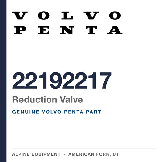 Volvo Penta 22192217 Reduction Valve — genuine part from Alpine Equipment, American Fork UT