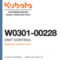 Genuine Kubota unit control, part number W0301-00228 — Alpine Equipment
