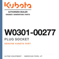 Genuine Kubota plug socket, part number W0301-00277 — Alpine Equipment